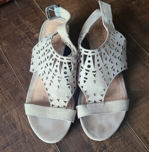 Schutz Lazer Cut Peep Toe Sandals